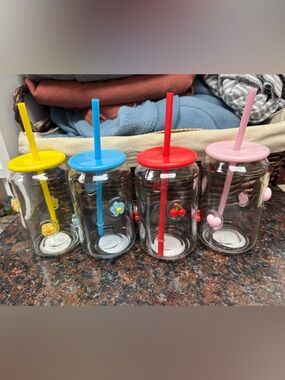 Viral dollar tree glass tumblers with fruit & flowers set of 4